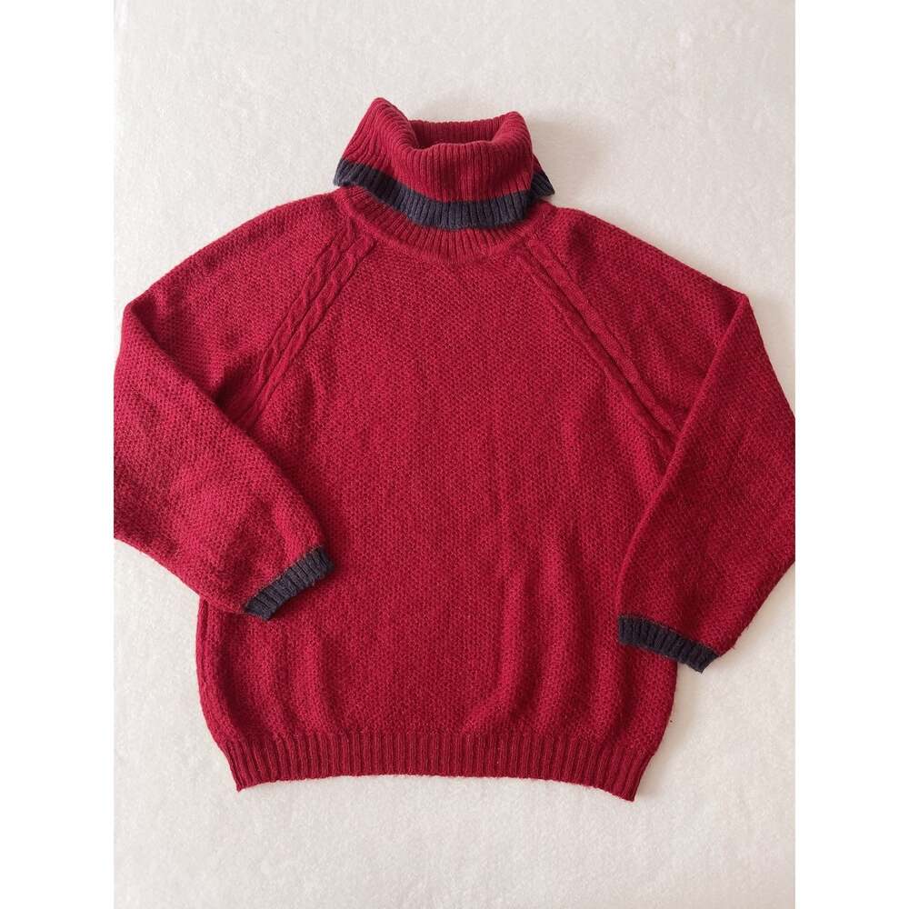 Vintage Evan-Picone II Sweater Womens M Red Turtleneck Raglan Wool Knit Pullover